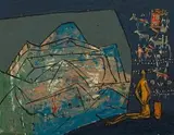 Palimpsest by Walter Battiss, oil on board, sold Nov 2019