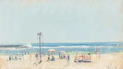 Otto Schröder, Swakopmund Strand, oil pastel on board
