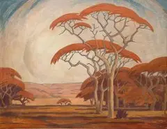 Jacobus Hendrik Pierneef, Landscape with Trees, oil on board