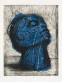 William Kentridge, Blue Head, colour etching