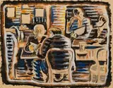 Gerard Sekoto, Café Scene, Paris, gouache on paper
