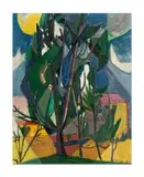 Anna Vorster, Cypress Tree, oil on board