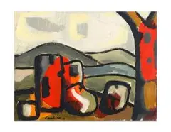Erik Laubscher, Abstract Landscape, oil on board