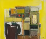 Sidney Goldblatt, Abstract Composition in Yellow, oil on canvas