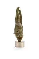 Johan van Heerden, Abstract Form, bronze with green patina on a steel base