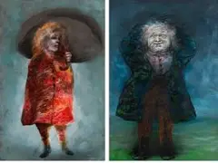 Karin Jaroszynska, The Red Cloak, Quasimodo, (2), mixed media on paper