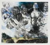 Diane Victor, There's Fire in the Thatch, charcoal and chalk pastel on paper