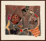Blessing Ngobeni, Two Squared Job No 15125, mixed media on canvas laid down on board