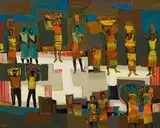 Walter Battiss, Figures, oil on canvas