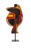 Cecil Skotnes, Figure Head II, double-sided, carved, incised and painted wood panel