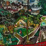 Robert Brooks, Central Port Elizabeth, acrylic and oil on board