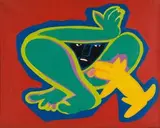 Figure with Dog by Walter Battiss, oil on canvas, sold Nov 2019
