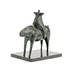 Laurence Anthony Chait, Man on a Horse, bronze with green patina on a granite base