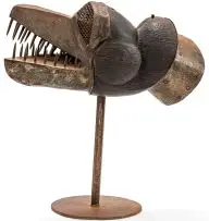 Dog's Head by David Brown, wood and steel, sold Nov 2019