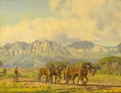 Ivanonia Roworth, Ploughing, oil on board