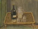 British School, Still Life with Champagne Bottle, pastel on paper