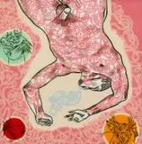 Conrad Botes, Underground: Theatre of Cruelty I, reverse glass painting