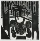 Lucky Sibiya, Gathering of People, linocut