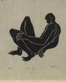 Bill (William John) Davis, Figure, woodcut on Japanese tissue paper