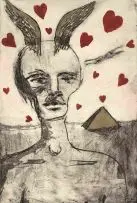 Beezy Bailey, Untitled, etching with hand colouring