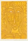 Abstract Head by Cecil Skotnes, colour woodcut, sold Sep 2019