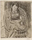 Lippy (Israel-Isaac) Lipshitz, Seated Girl, hard-ground etching
