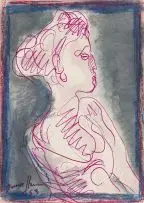 Irma Stern, Torso, pen, pastel, and wash on paper