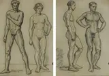 Erich Mayer, Figure Studies, two, charcoal on paper