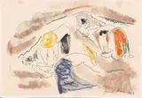 Irma Stern, Harvesters, pastel and ballpoint pen on paper