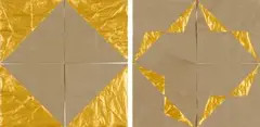 Unfold Formation IV and V by Bronwyn Lace, unfolded brown paper and calligraphy ink, offered Sep 2019