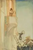 William Timlin, The Serenade, ink and watercolour on artist's board