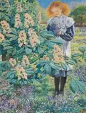 Girl in a Garden by Sydney Carter, watercolour and gouache on paper, offered Sep 2019