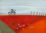 Bicycle Ride Along Country Fields by Pieter van der Westhuizen, pastel on paper, sold Sep 2019