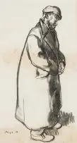 François Krige, Old Man (Krisjan) in Overcoat, charcoal on paper