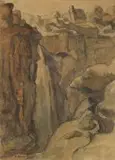 Alexander Rose-Innes, The Waterfall, watercolour and charcoal on paper