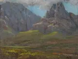 Hugo Naude, Worcester Mountain, pastel on paper laid down on card