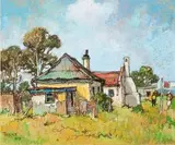 Conrad Theys, Labourers' Houses, Western Cape, pastel on paper
