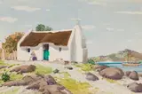 Nils Andersen, Old Cottage, Saldanha Bay, watercolour on paper laid down on card