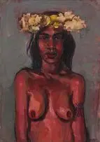 George Donald, Maro-a-ala, Tahiti, mixed media on board
