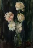 Clément Serneels, Roses in Glass Vase, oil on board