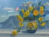 James Thackwray, A Still Life of Flowers with a View of Spandau's Kop