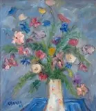 Kenneth Baker, Still Life with Flowers, oil on board