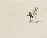 Hartebeest by Zakkie Eloff, ink on paper, sold Sep 2019