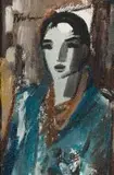Pierrot in White Hat by Carl Büchner, oil on canvas laid down on board, offered Sep 2019