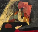 Maja Maljevic, The Thinker, oil on canvas board