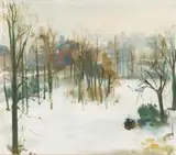 Clément Serneels, Winter Landscape, oil on canvas