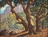 Nils Andersen, A View through Trees, oil on board