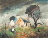 George Enslin, Washing Day, oil on board