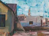 Sidney Goldblatt, Street Scene, District Six, oil on canvas laid down on board