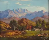 Tinus de Jongh, Cape Landscape with Cottage, oil on canvas